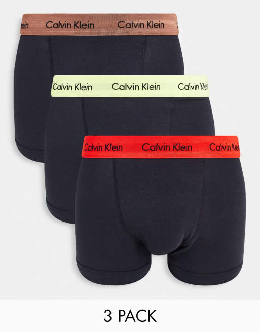 Calvin Klein - ASOS Exclusive - Set van 3 boxershorts met contrasterende tailleband in zwart