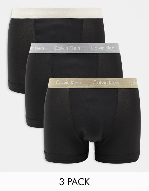 Calvin Klein - ASOS Exclusive - Set van 3 boxershorts met contrasterende taillebanden in zwart