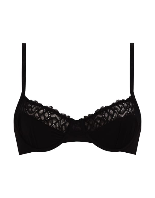 Calvin Klein – Attraction – Halbschalen-BH in Schwarz mit Spitzen-Detail und Bügel, 2 von 4