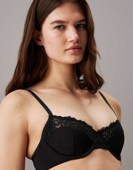 Calvin Klein – Attraction – Halbschalen-BH in Schwarz mit Spitzen-Detail und Bügel, 3 von 4