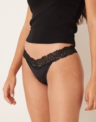 Shop Calvin Klein Attraction Lace Detail Thong In Black