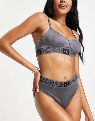 Calvin Klein - Authentic - Bikinihose in Schwarz mit hohem Bund