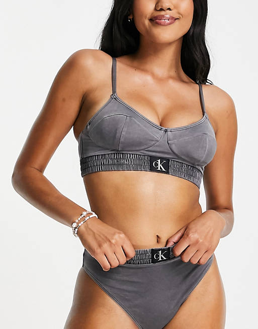 Calvin Klein Authentic crop bikini top in black | ASOS