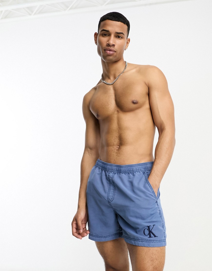 Calvin Klein authentic medium drawstring swim shorts in navy-Blue