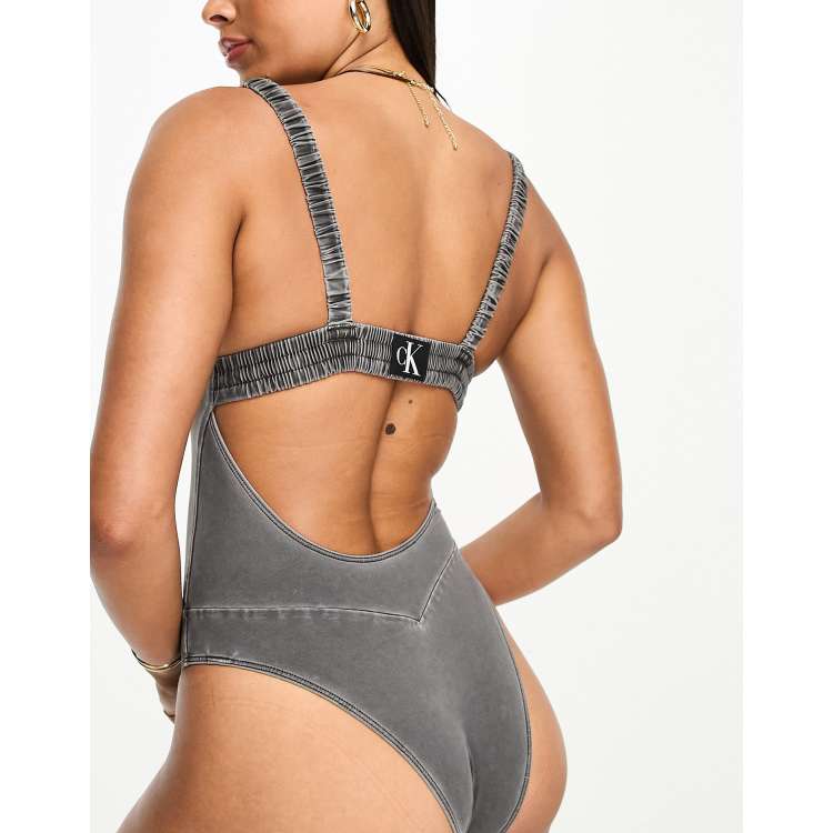 Calvin Klein Authentic swimsuit in charcoal, GottliebpaludanShops