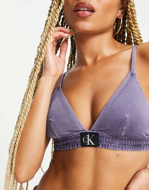 Calvin Klein Authentic triangle bikini top in indigo | ASOS