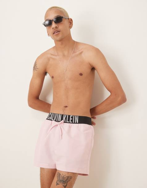 Calvin Klein – Badeshorts in Rosa mit Logobund - view 1