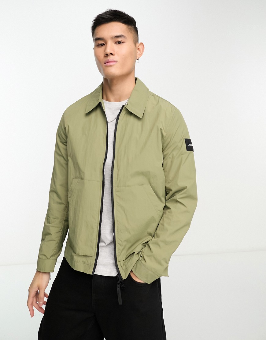 Calvin Klein Logo-patch Bomber Jacket In Green