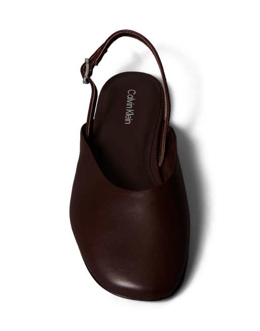 Calvin Klein ballerina slingback pointed leather pumps in burgundy, 3 of 3