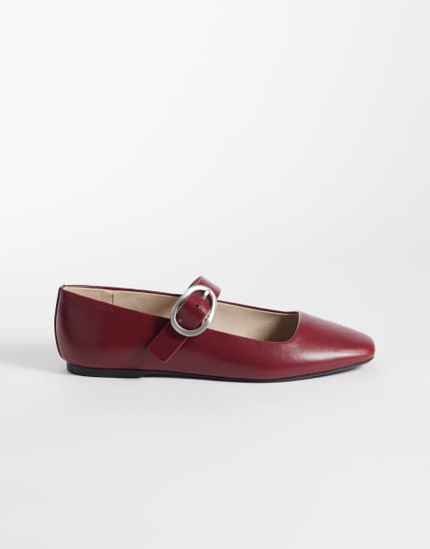 Calvin Klein Ballerinas mit eckiger Spitze in Burgunderrot - view 1