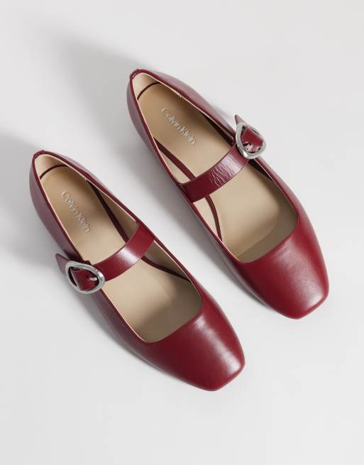 Calvin Klein Ballerinas mit eckiger Spitze in Burgunderrot, 3 von 4