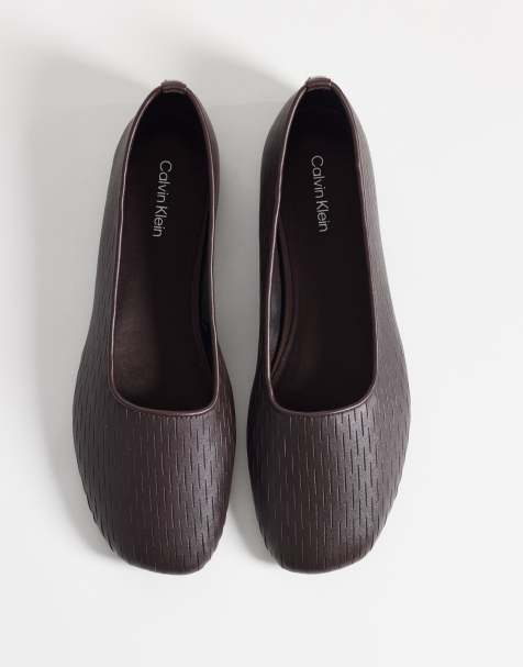 Calvin Klein Ballerinas mit Mesh-Struktur in Dunkelbraun - view 1