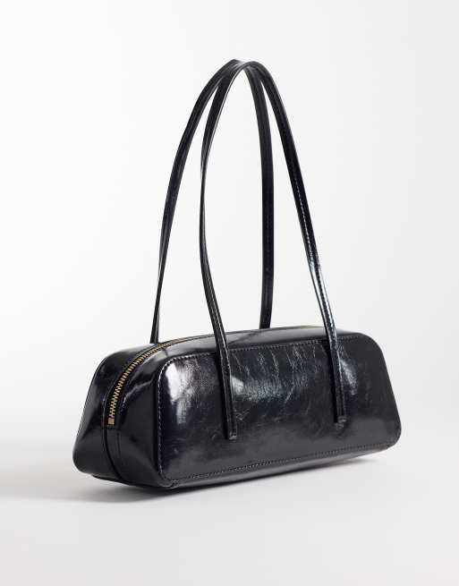 Calvin Klein – Balletto – Tasche in glänzendem Schwarz mit Folienlogo, 2 von 4