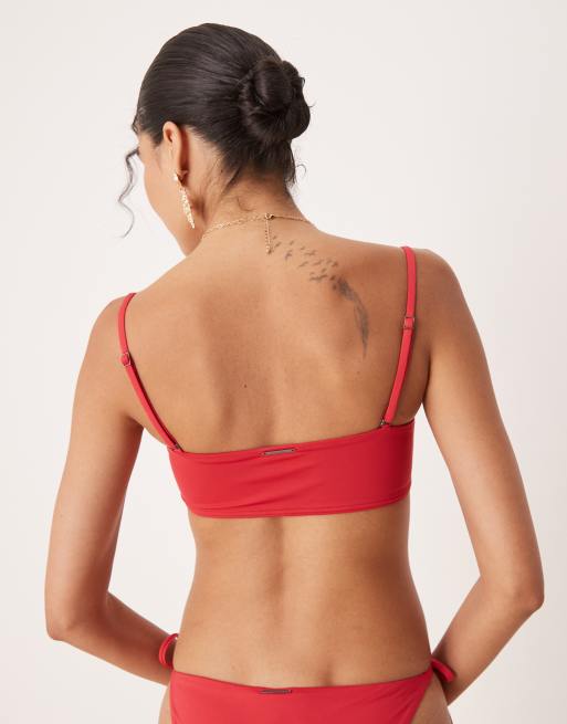Calvin Klein bandeau bikini top in red ASOS