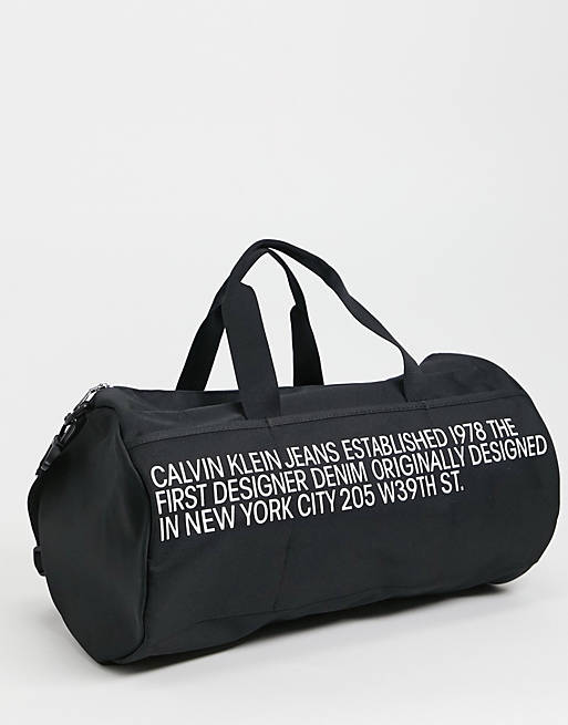 Calvin Klein barrel bag in black | ASOS
