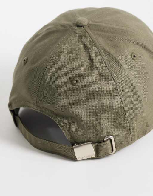 Calvin Klein – Baseballkappe in Khakigrün mit Logostickerei, 2 von 3