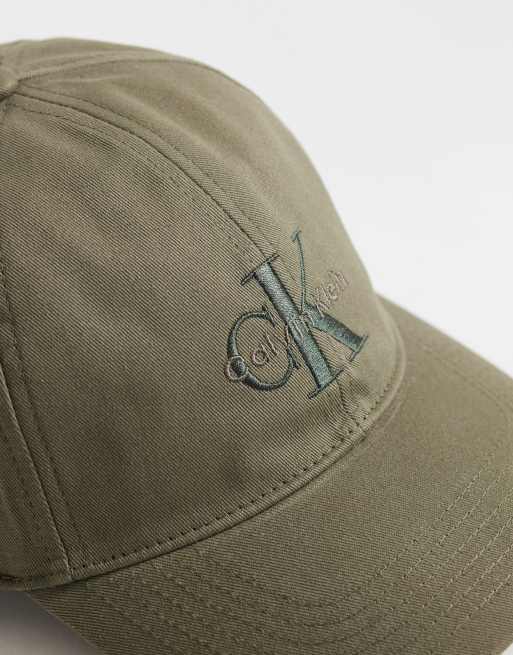 Calvin Klein – Baseballkappe in Khakigrün mit Logostickerei, 3 von 3
