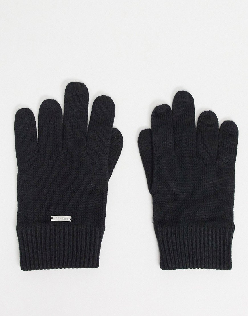 Calvin Klein basic knitted gloves-Black