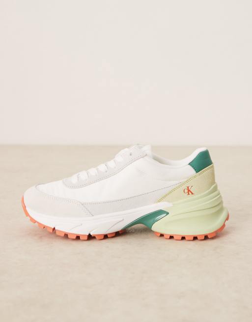 Calvin Klein - Basket de course et de randonnée en nylon - Blanc et vert, 2 de 5