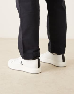 Calvin Klein Jeans Est.1978 Calvin Klein Basket Leather Cupsole Sneakers In White