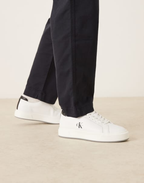 Calvin Klein basket leather cupsole trainers in white - view 1