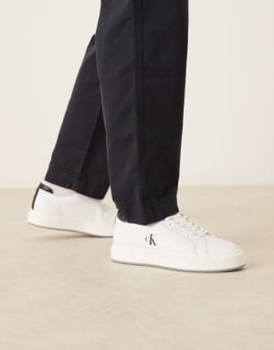 Calvin Klein basket leather cupsole trainers in white