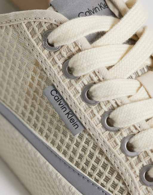 Calvin Klein - Baskets basses chunky en raphia - Blanc cassé, 4 de 5