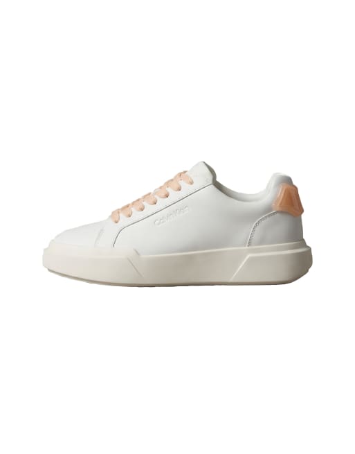 Calvin Klein baskets chunky en cuir à semelle adhérente en blanc éclatant, 4 de 4