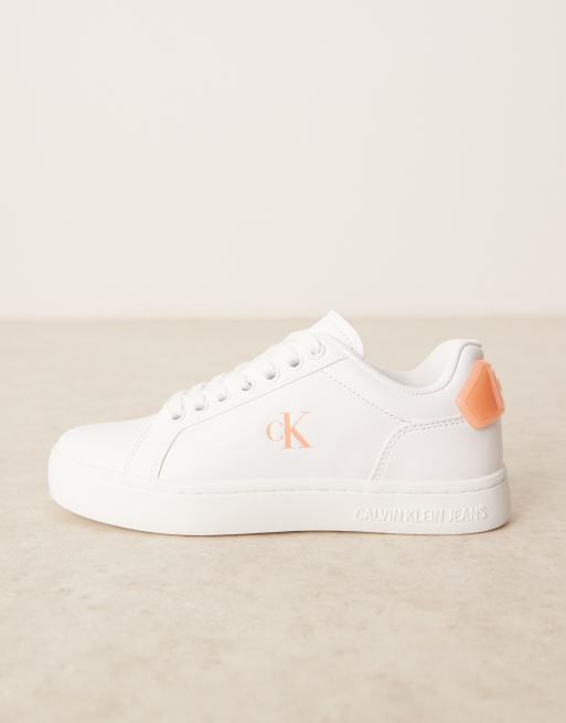 Calvin Klein - Baskets classiques à semelle cuvette - Blanc et orange, 2 de 5
