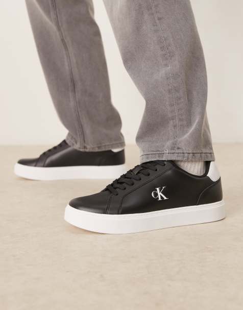 Calvin Klein - Baskets classiques en cuir à semelle cuvette - Noir et blanc - view 1