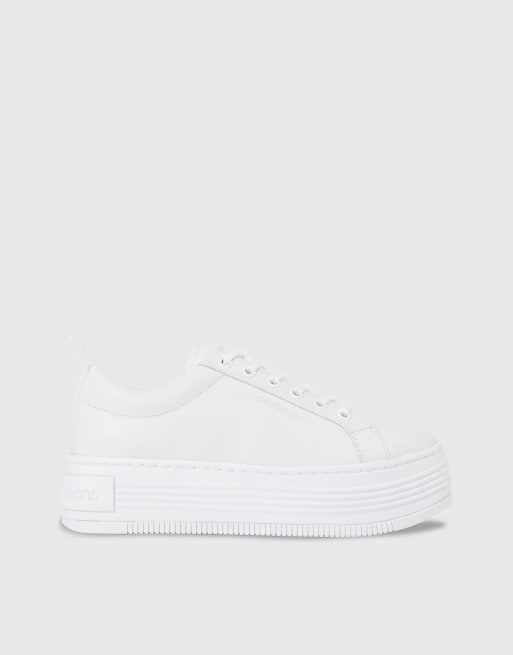 Calvin Klein - Baskets en cuir à semelle plateforme - Blanc