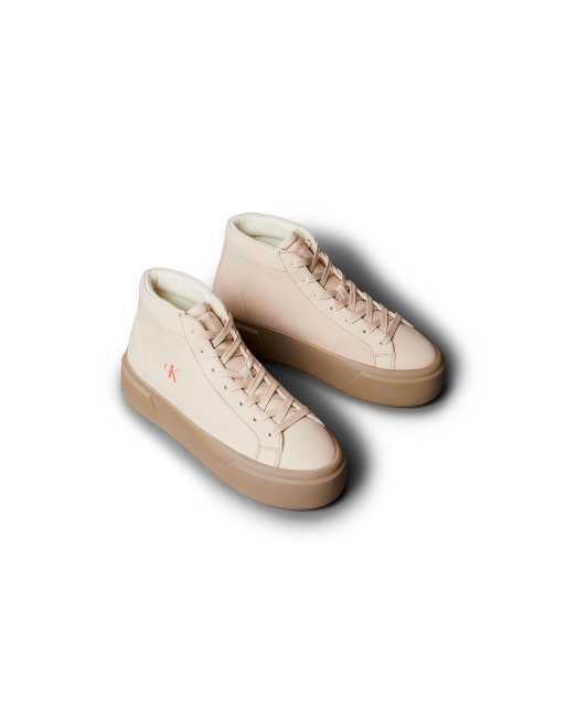 Calvin Klein baskets montantes à plateforme en cuir, gris cristal/argent mink, 3 de 7