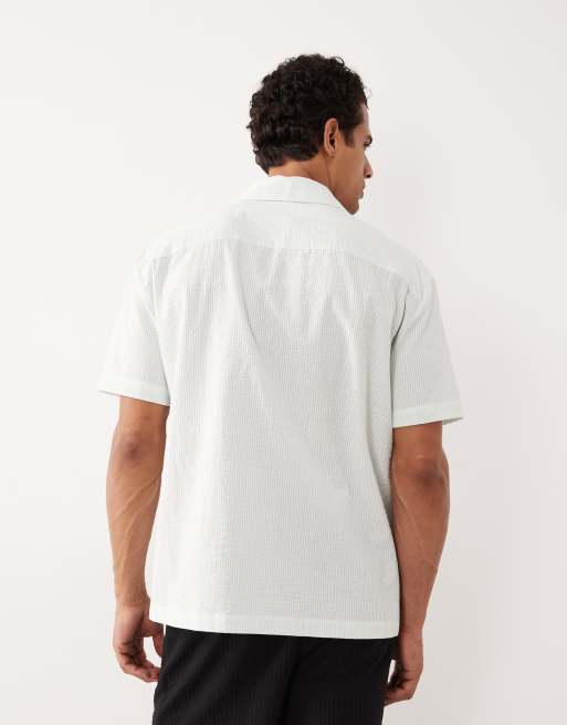 Calvin Klein Baumwoll-Seersucker-Pyjama-Hemd mit wollweißem Streifenmuster, 5 von 5