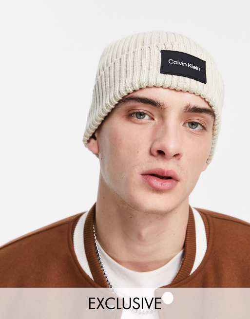 Calvin Klein beanie in beige exclusive to ASOS | ASOS