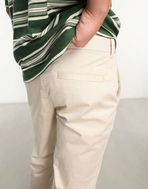 Calvin Klein - Beige chinos med smalle ben i satin, 2 af 4