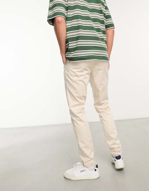 Calvin Klein - Beige chinos med smalle ben i satin, 3 af 4