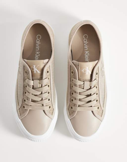 Calvin Klein - Beige flatform-sko med snørebånd, 2 af 5