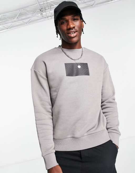 Calvin Klein Bequemes Sweatshirt in Grau mit strukturiertem Box Logo ASOS