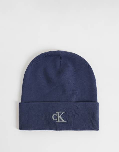 Calvin Klein berretto a coste con logo fine blu - view 1