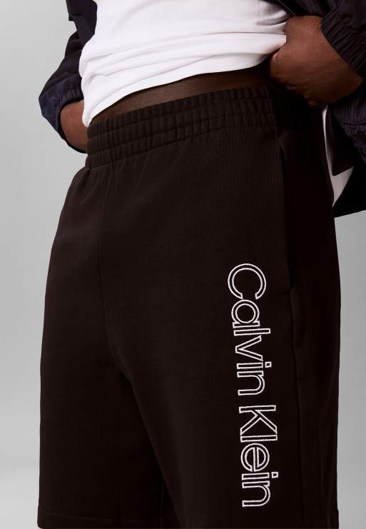 Calvin Klein – Bestickte Shorts aus Baumwoll-Frottee in Schwarz, 2 von 5