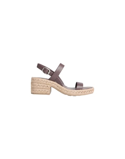 Calvin Klein – Beta – Leder-Espadrilles in der Farbe Pfefferkorn mit Absatz - view 1
