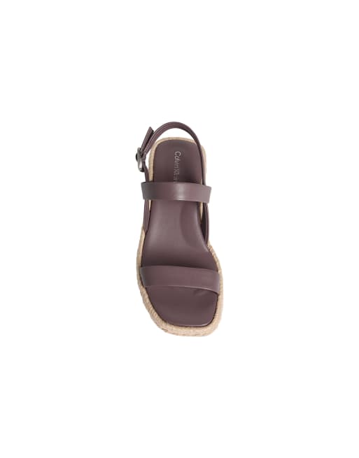Calvin Klein – Beta – Leder-Espadrilles in der Farbe Pfefferkorn mit Absatz, 4 von 5