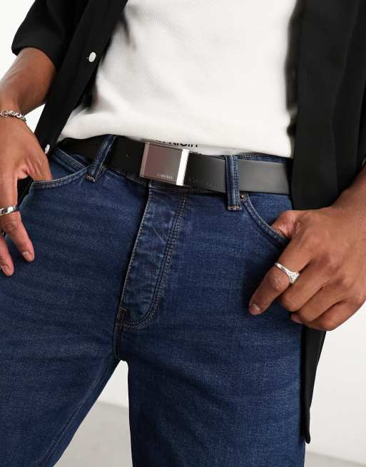 | Klein beveled black plaque in belt Calvin ASOS