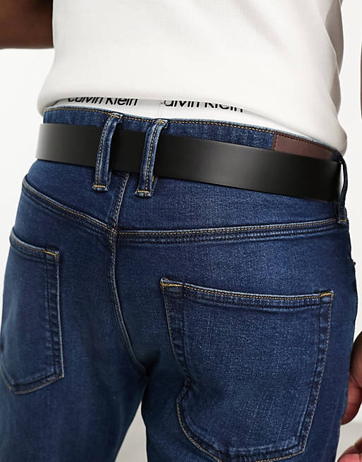 | Klein black plaque Calvin beveled belt ASOS in