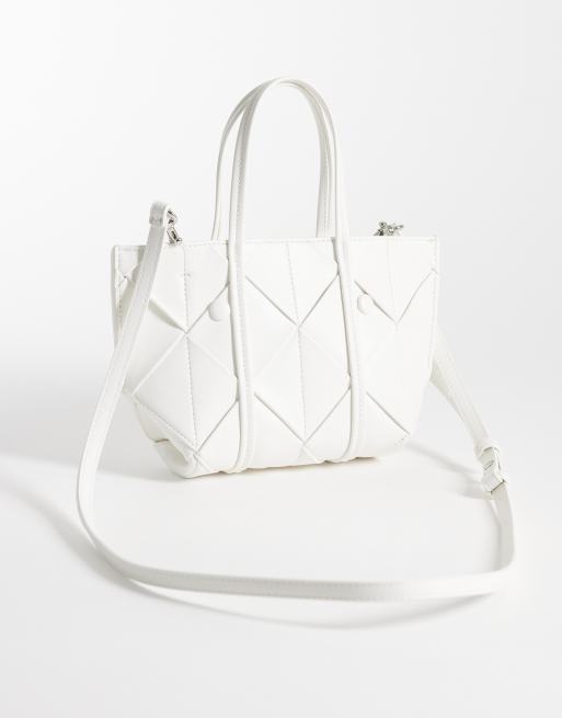 Calvin Klein – Biała mała pleciona torba typu tote, 3 z 4