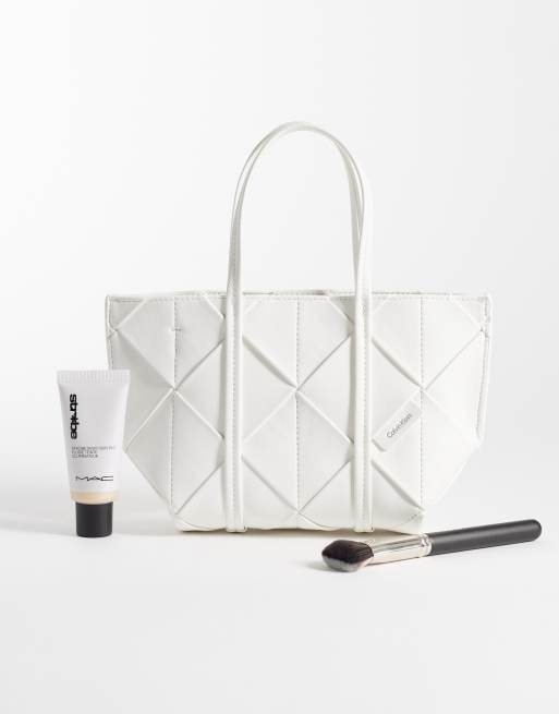 Calvin Klein – Biała mała pleciona torba typu tote, 4 z 4