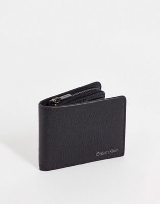 Calvin Klein bifold half zip wallet in black