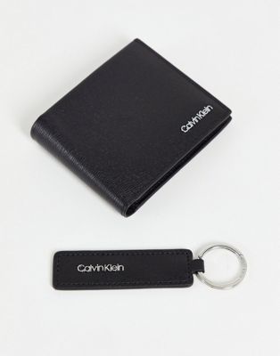 Calvin Klein bifold wallet in black with key fob gift set