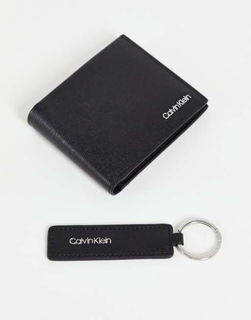 Calvin Klein bifold wallet in black with key fob gift set ASOS