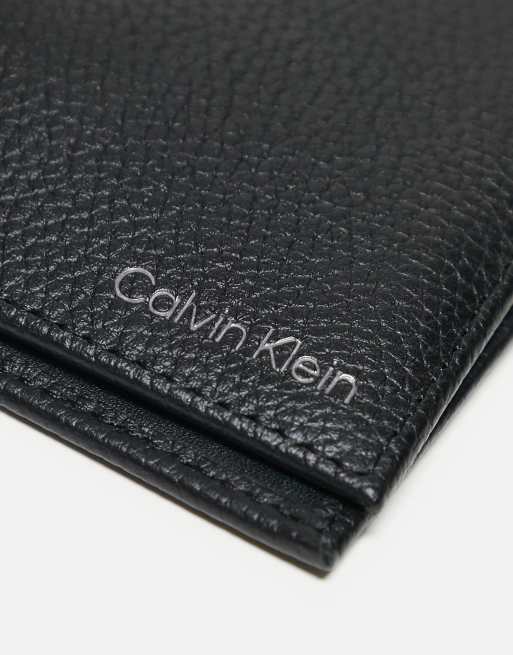 Calvin Klein Men's Pebble Leather Slim Bifold Wallet - Grey